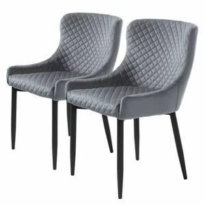 Chaises Munera - Lot de 2 Velours / Acier - Gris clair