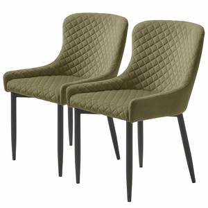 Chaises Munera - Lot de 2 Velours / Acier - Vert olive