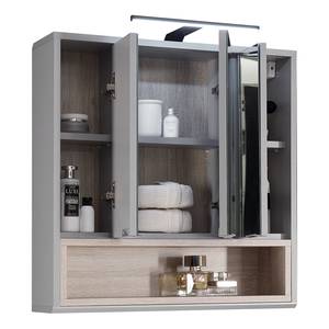 Set di 4 mobili da bagno Ariana Illuminazione inclusa - Effetto quercia Sonoma / Grigio opaco