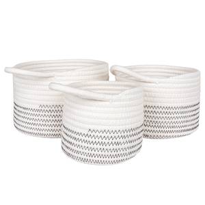 Paniers de rangement Algar - Lot de 3 Coton - Blanc / Gris