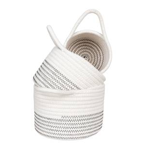 Paniers de rangement Algar - Lot de 3 Coton - Blanc / Gris