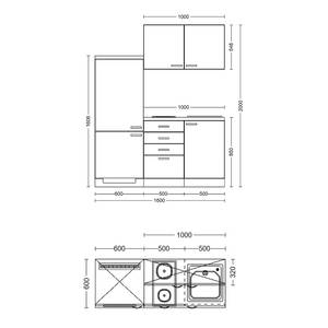 Singleküche Cresta Weiß - Breite: 160 cm