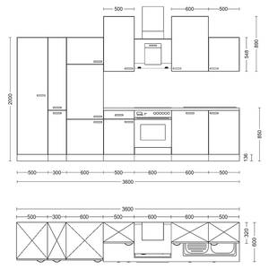 Küchenzeile Cresta Kombi E Basalt - Breite: 360 cm