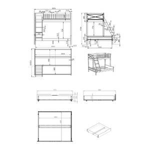 Familiebed Scott - incl. bedlade grenenhout - wit - 90/140 x 200 cm