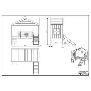 Hausbett Amelie mit Rutsche Kiefer, massiv<br>MDF - Weiß - 90 x 200 cm