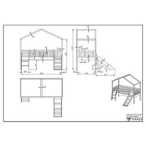 Hausbett Dallas mit Rutsche Kiefer / MDF - Weiß - 90 x 200 cm