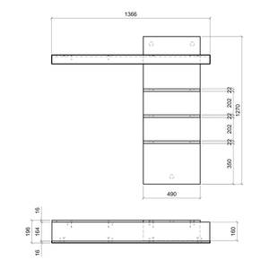 Open wandkast Hillbrook mat grijs/tin-eikenhouten look