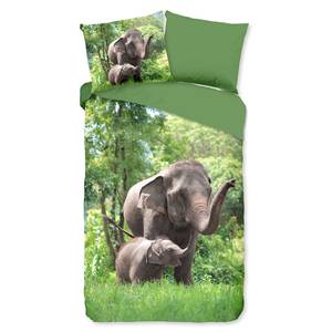 Kinderbeddengoed Elephants katoen - 140 x 240 cm - groen - 140 x 240 cm