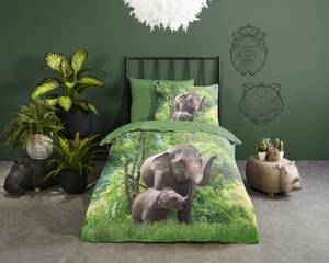 Kinderbeddengoed Elephants katoen - 140 x 240 cm - groen - 140 x 240 cm