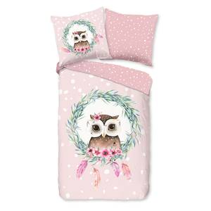 Kinderbeddengoed Owli katoen - 135 x 200 cm - roze - 135 x 200 cm