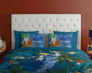 Parure de lit en coton renforcé Samantha Coton - Bleu pétrole - 140 x 200/220 cm + oreiller 70 x 60 cm