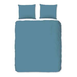 Parure de lit en coton renforcé Uni Coton - Bleu - 240 x 200/220 cm + 2 coussins 70 x 40 cm