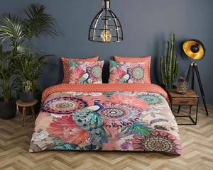 Parure de lit en coton renforcé Lynouk Satin de coton - Multicolore / Orange - 240 x 200/220 cm + 2 coussins 70 x 40 cm
