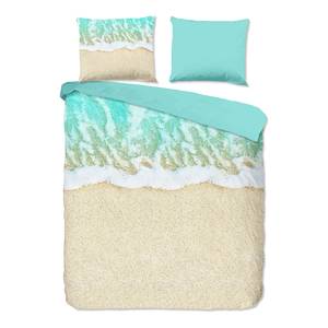 Parure de lit en coton renforcé Beach Coton - Multicolore / Turquoise - 140 x 200/220 cm + oreiller 70 x 60 cm