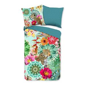 Parure de lit en coton renforcé Ximena Satin de coton - Multicolore / Vert - 155 x 220 cm + oreiller 80 x 80 cm
