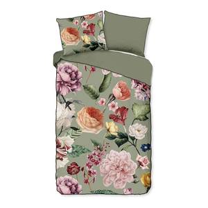 Renforce Bettwäsche Fiori Bio-Baumwolle/Satin - Grün - 140 x 200/220 cm + Kissen 70 x 60 cm