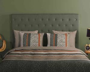 Parure de lit en coton renforcé Chimene Coton - Beige / Marron / Gris - 200 x 200 cm + 2 oreillers 70 x 60 cm
