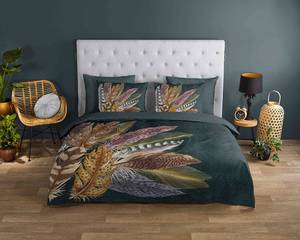 Renforcé beddengoed Soft Feathers katoen - groen - 200x200cm + 2 kussen 70x60cm