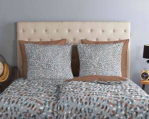 Parure de lit en coton renforcé Gerben Coton - Gris / Beige - 155 x 220 cm + oreiller 80 x 80 cm