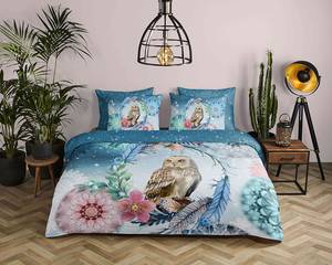 Parure de lit en coton renforcé Kolya Satin de coton - Bleu - 140 x 200/220 cm + oreiller 70 x 60 cm