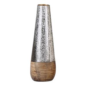 Vase Galana Höhe 47 cm Aluminium, verchromt / Mangoholz, geölt