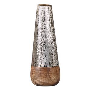 Vase Galana - Hauteur : 36,5 cm Aluminium chromé / Manguier huilé