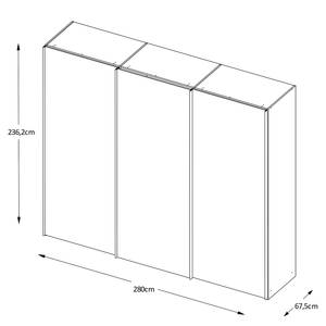 Schwebetürenschrank Sonate Glas - Taupe / Grau - 280 x 240 cm - Basic