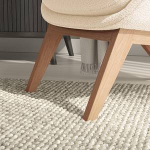 Fauteuil GARBO met houten pootjes Bouclé Stof Bony: Beige - Donkere eikenhout