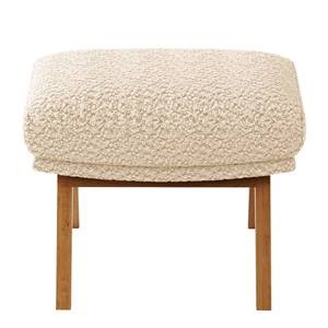 Repose-pieds GARBO avec pieds en bois Bouclé Tissu Bony: Beige - Chêne foncé