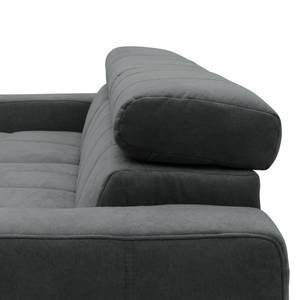 Divano con chaise longue Freetown Microfibra Meli: grigio scuro - Longchair preimpostata a sinistra - Con regolazione profondità del sedile