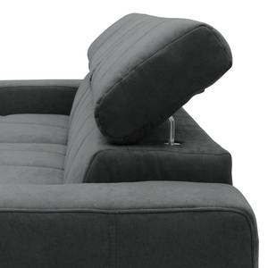 Divano con chaise longue Freetown Microfibra Meli: grigio scuro - Longchair preimpostata a sinistra - Con regolazione profondità del sedile