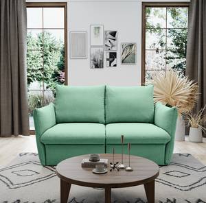 Boxspring-Schlafsofa Moric Strukturstoff Noena: Mint