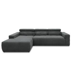 Hoekbank Freetown met chaise longue Microvezel Meli: Donkergrijs - Longchair vooraanzicht links - Geen functie