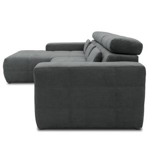 Ecksofa Freetown mit Longchair Microfaser Meli: Dunkelgrau - Longchair davorstehend links - Keine Funktion