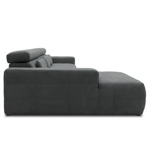 Hoekbank Freetown met chaise longue Microvezel Meli: Donkergrijs - Longchair vooraanzicht links - Geen functie