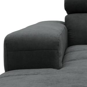 Ecksofa Freetown mit Longchair Microfaser Meli: Dunkelgrau - Longchair davorstehend links - Keine Funktion