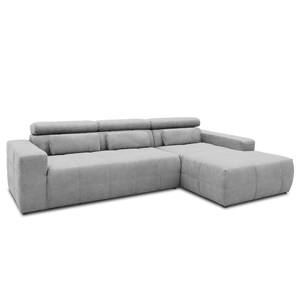 Ecksofa Freetown mit Longchair Webstoff Meli: Silber - Longchair davorstehend rechts - Sitztiefenverstellung