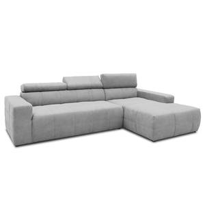 Ecksofa Freetown mit Longchair Webstoff Meli: Silber - Longchair davorstehend rechts - Sitztiefenverstellung