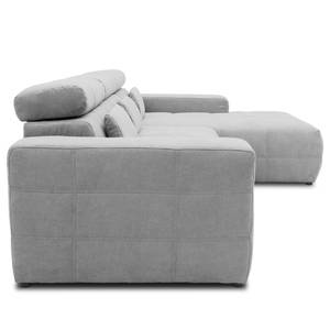 Ecksofa Freetown mit Longchair Webstoff Meli: Silber - Longchair davorstehend rechts - Sitztiefenverstellung