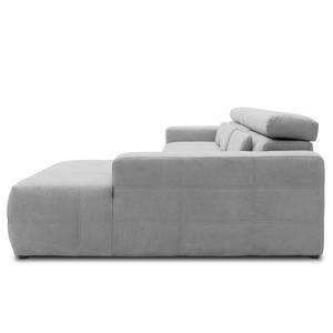 Ecksofa Freetown mit Longchair Webstoff Meli: Silber - Longchair davorstehend rechts - Sitztiefenverstellung