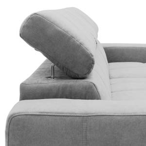 Ecksofa Freetown mit Longchair Webstoff Meli: Silber - Longchair davorstehend rechts - Sitztiefenverstellung