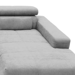 Ecksofa Freetown mit Longchair Webstoff Meli: Silber - Longchair davorstehend rechts - Sitztiefenverstellung