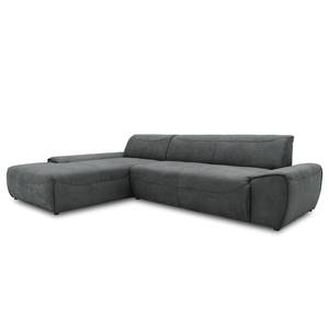 Ecksofa Paolos mit Longchair Microfaser Meli: Dunkelgrau - Longchair davorstehend links