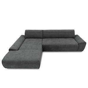 Ecksofa Paolos mit Longchair Microfaser Meli: Dunkelgrau - Longchair davorstehend links