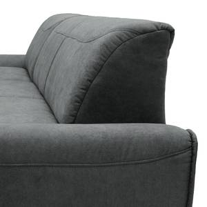 Ecksofa Paolos mit Longchair Microfaser Meli: Dunkelgrau - Longchair davorstehend links