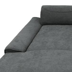 Ecksofa Paolos mit Longchair Microfaser Meli: Dunkelgrau - Longchair davorstehend links