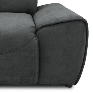 Ecksofa Paolos mit Longchair Microfaser Meli: Dunkelgrau - Longchair davorstehend links