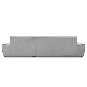 Ecksofa Paolos mit Longchair Webstoff Meli: Silber - Longchair davorstehend rechts