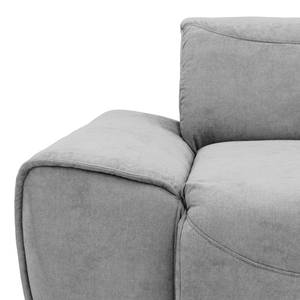 Ecksofa Paolos mit Longchair Webstoff Meli: Silber - Longchair davorstehend rechts