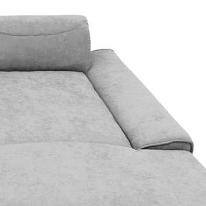 Ecksofa Paolos mit Longchair Webstoff Meli: Silber - Longchair davorstehend rechts